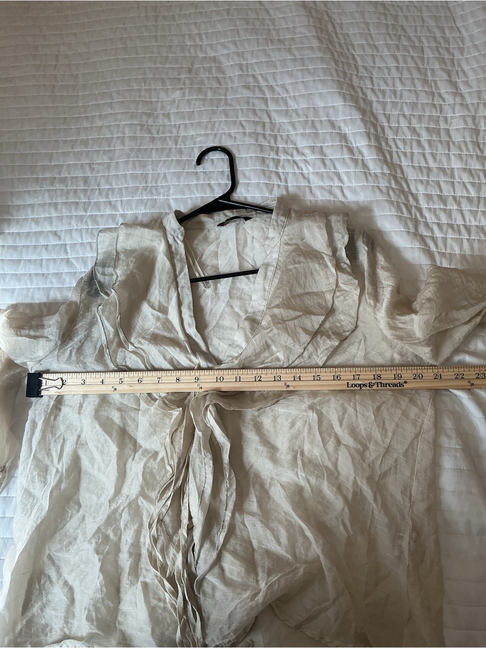 Zara Cream Ruffle Tie-Front Blouse - Picture 8 of 8